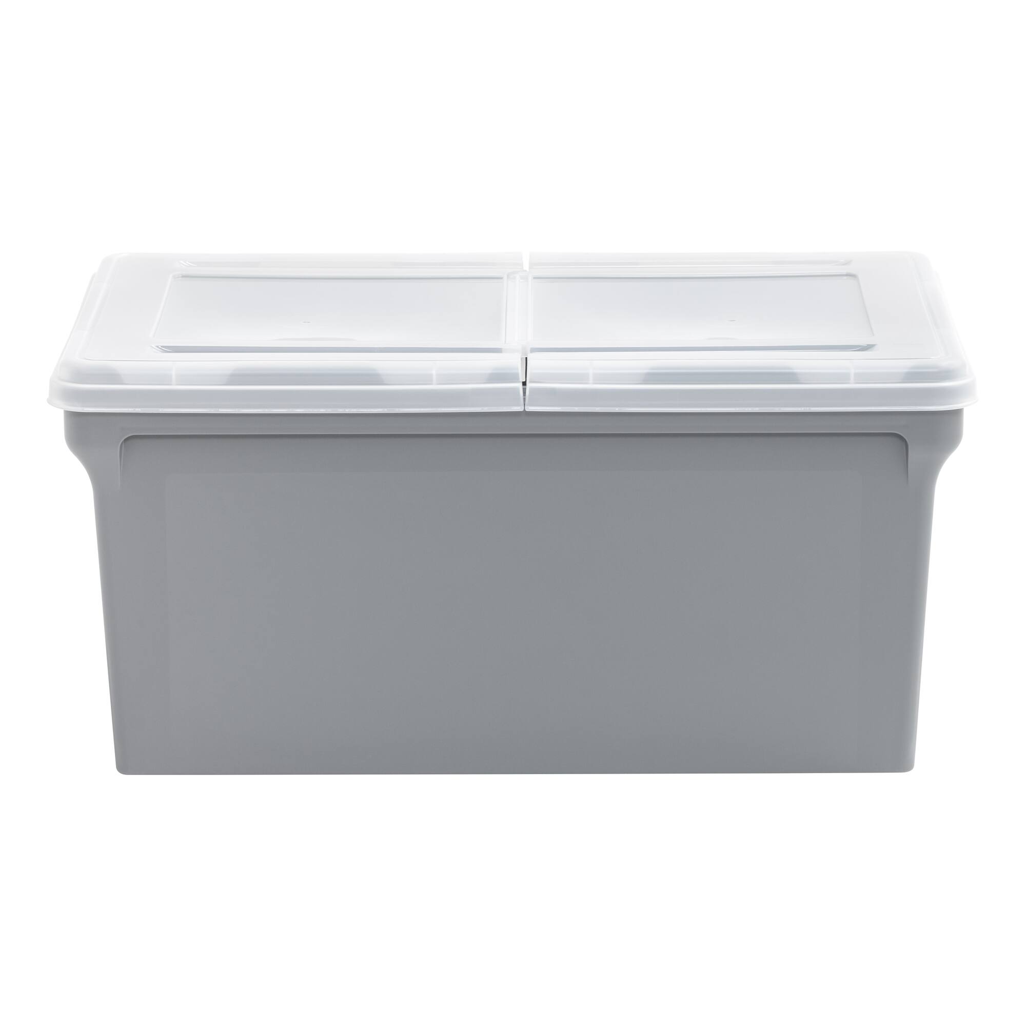 Iris® Gray Split-Lid Letter Size File Box, 4 Pack